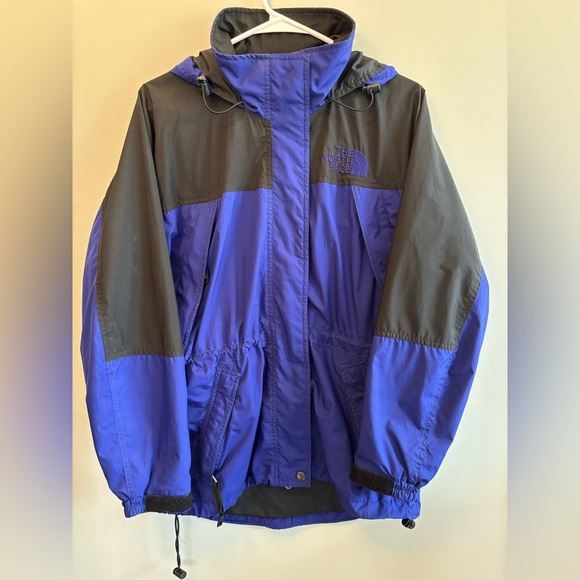 North Face Blue and Black Hooded Windbreaker Jacket Women's Size Medium - Picture 5 of 14